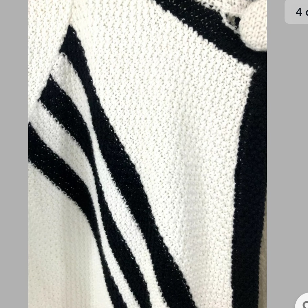 Willi Smith Knit Cardigan Size S Black & White - Picture 4 of 6